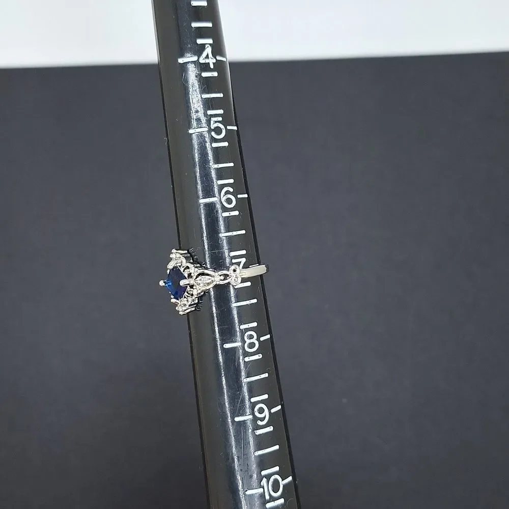 Silver plated blue birthstone ring engagement simple design jewelry